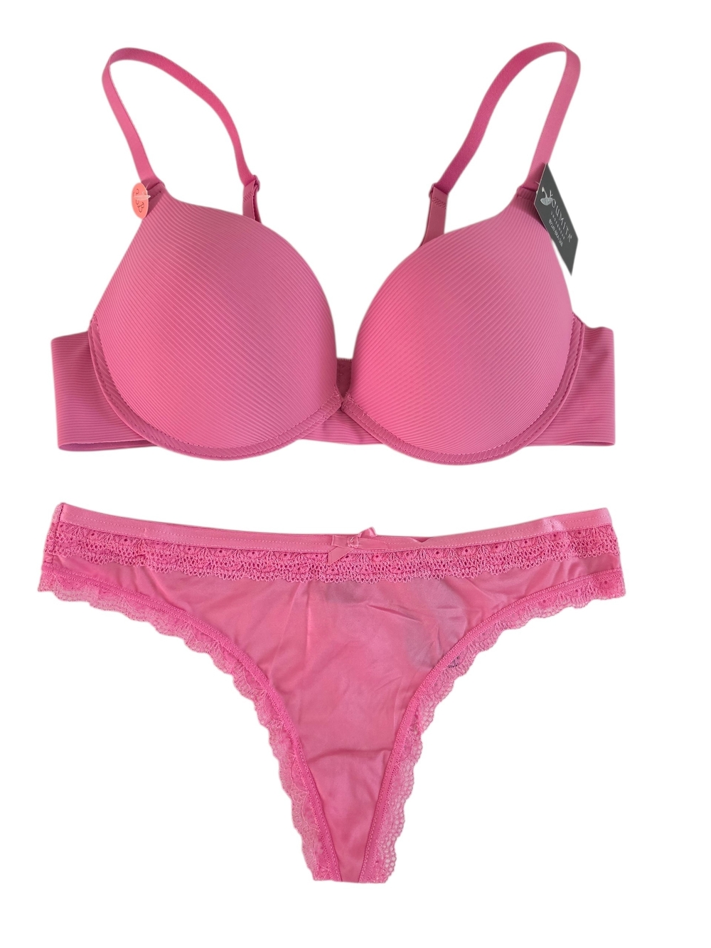 36B/M Pink Push Up Bra & Thong Set